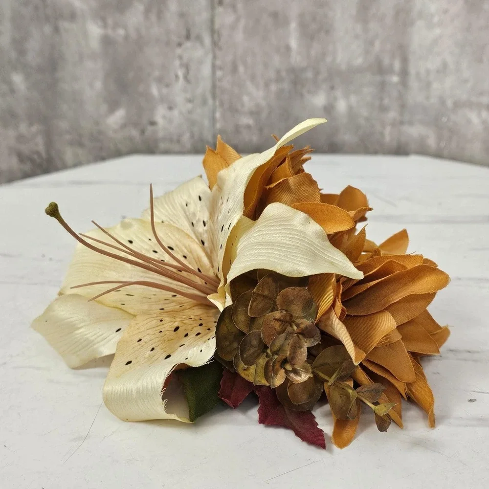 Handmade Chrysanthemum‎ & Lily Hair Flower Clip Fascinator Pinup Rockabilly Tiki